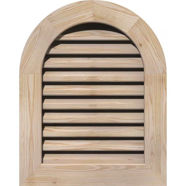 Round Top Gable Vent Unfinished, Functional, Pine Gable Vent w/ 1
